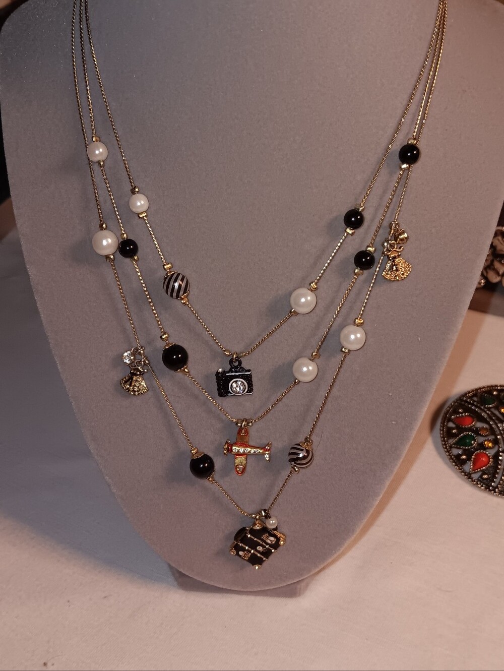 Fun Vintage Betsey Johnson Wanderlust Necklace~Travel Theme~
